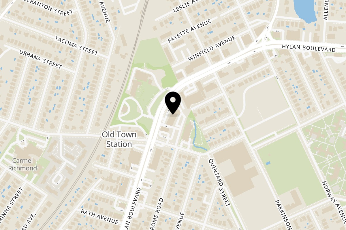 Map showing the location of Cafe Luna on 1300 Hylan Blvd in Staten Island